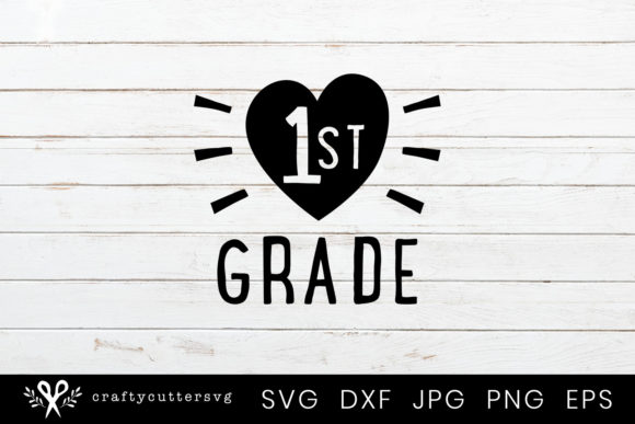 1st Grade Love Heart for School Embroidery